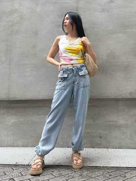 「Desigual（デシグアル）のビッグフラワープリントカウルネックトップス（Tシャツ/カットソー、その他）」を使った、Desigual心斎橋STAFFさんの春コーディネート