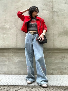 「Desigual（デシグアル）のハートのTシャツ（Tシャツ/カットソー、ブラック系）」を使った、Desigual心斎橋STAFFさんの春コーディネート