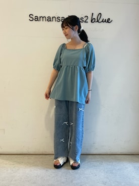 「ehka sopo（エヘカソポ）のくしゅくしゅギンガム厚底サンダル（サンダル）」を使った、wakaさん（レディース・158cm）の夏コーディネート