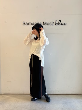 「Samansa Mos2 blue（サマンサモスモスブルー）のアイテム（帽子）」を使った、wakaさん（レディース・158cm）の春コーディネート