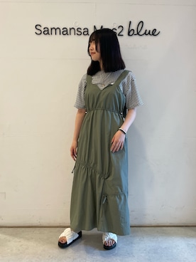 「ehka sopo（エヘカソポ）のくしゅくしゅギンガム厚底サンダル（サンダル）」を使った、wakaさん（レディース・158cm）の夏コーディネート