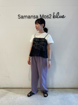 「Samansa Mos2 blue（サマンサモスモスブルー）のアイテム（サンダル）」を使った、wakaさん（レディース・158cm）の夏コーディネート