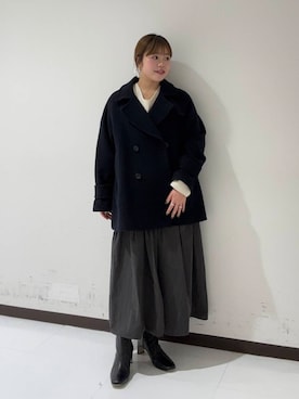 「アイテム（ピーコート）」を使った、3soa17さん（レディース・152cm）の冬コーディネート