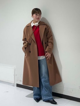「アイテム（チェスターコート）」を使った、3soa17さん（レディース・152cm）の冬コーディネート