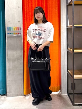 「PAGEBOY（ページボーイ）のモードバックルベルト3（ベルト、ブラック系）」を使った、Sakiさん（レディース・156cm）の春コーディネート