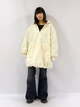 「PAGEBOY（ページボーイ）のモンスターパーカーコート【フード取り外し可能・軽量】（ブルゾン）」を使った、Sakiさん（レディース・156cm）の秋コーディネート