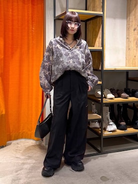 「PAGEBOY（ページボーイ）のレースアップソックスブーツ（ブーツ、ブラック系）」を使った、Sakiさん（レディース・156cm）の春コーディネート