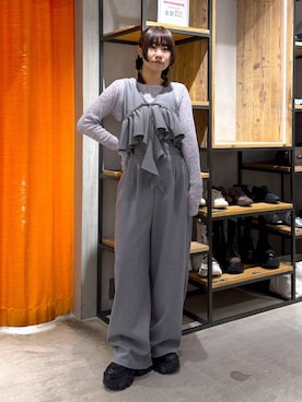 「PAGEBOY（ページボーイ）のプラットチャンキースニーカー（スニーカー、ブラック系）」を使った、Sakiさん（レディース・156cm）の春コーディネート