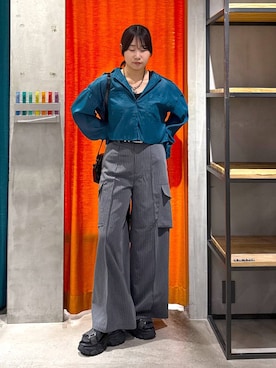 「PAGEBOY（ページボーイ）のモードバックルベルト3（ベルト、ブラック系）」を使った、Sakiさん（レディース・156cm）の春コーディネート