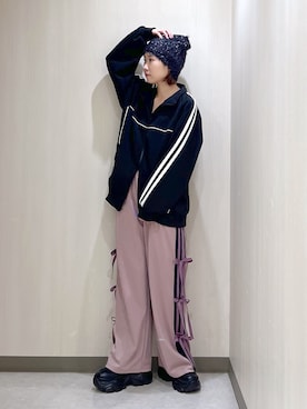「PAGEBOY」｜「アイテム（ジャージ）」を使った、Sakiさん（レディース・156cm）の秋コーディネート