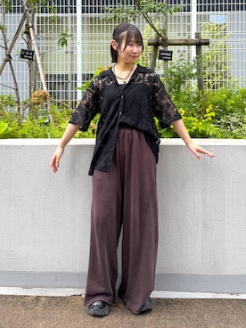 「PAGEBOY（ページボーイ）のサイドタックルーズウラケパンツ/イージーパンツ【4color・2size】（スウェットパンツ）」を使った、Sakiさん（レディース・156cm・20代）の夏コーディネート