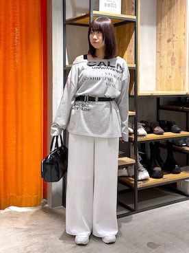 「PAGEBOY（ページボーイ）のモードバックルベルト3（ベルト、ブラック系）」を使った、Sakiさん（レディース・156cm）の春コーディネート