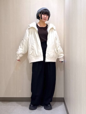 「アイテム（ハンチング/ベレー帽）」を使った、Sakiさん（レディース・156cm）の秋コーディネート