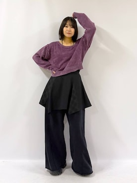 「PAGEBOY（ページボーイ）のサイドタックルーズウラケパンツ/イージーパンツ【4color・2size】（スウェットパンツ）」を使った、Sakiさん（レディース・156cm・20代）の秋コーディネート