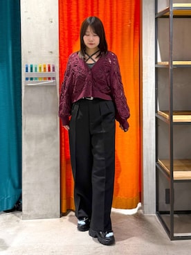 「PAGEBOY（ページボーイ）のアイテム（スラックス）」を使った、Sakiさん（レディース・156cm）の春コーディネート