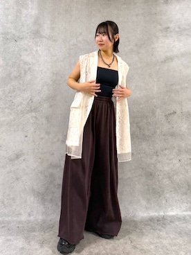 「PAGEBOY（ページボーイ）のサイドタックルーズウラケパンツ/イージーパンツ【4color・2size】（スウェットパンツ）」を使った、Sakiさん（レディース・156cm・20代）の夏コーディネート