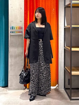 「PAGEBOY（ページボーイ）のモードバックルベルト3（ベルト、ブラック系）」を使った、Sakiさん（レディース・156cm）の春コーディネート