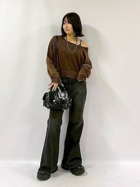 「PAGEBOY（ページボーイ）の【ステンレス素材】ロングボールチェーンネックレス（ネックレス）」を使った、Sakiさん（レディース・156cm）の秋コーディネート