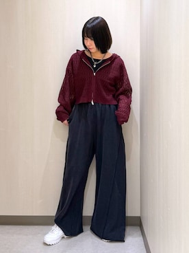 「PAGEBOY（ページボーイ）のサイドタックルーズウラケパンツ/イージーパンツ【4color・2size】（スウェットパンツ）」を使った、Sakiさん（レディース・156cm・20代）の夏コーディネート