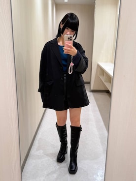 「PAGEBOY（ページボーイ）の【セットアップ対応】チェックMIXジャケット 《2サイズ展開》（テーラードジャケット）」を使った、Sakiさん（レディース・156cm）の秋コーディネート