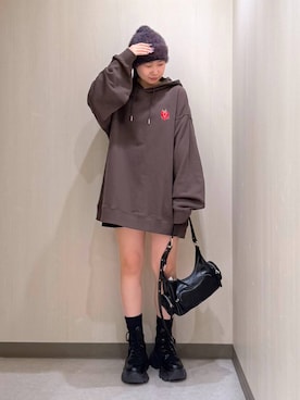 「アイテム（ニットキャップ/ビーニー）」を使った、Sakiさん（レディース・156cm・20代）の秋コーディネート