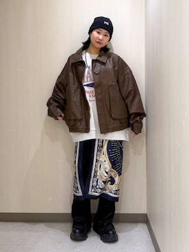 「PAGEBOY（ページボーイ）の【ステンレス素材】ロングボールチェーンネックレス（ネックレス）」を使った、Sakiさん（レディース・156cm）の秋コーディネート