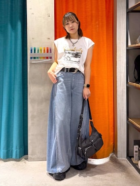 「アイテム（ベルト）」を使った、Sakiさん（レディース・156cm・20代）の夏コーディネート