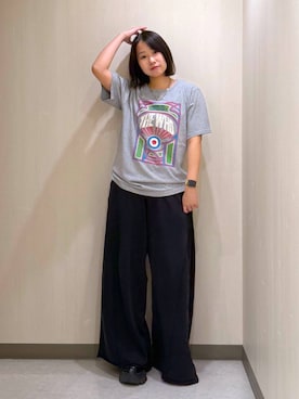 「PAGEBOY（ページボーイ）のサイドタックルーズウラケパンツ/イージーパンツ【4color・2size】（スウェットパンツ）」を使った、Sakiさん（レディース・156cm・20代）の夏コーディネート