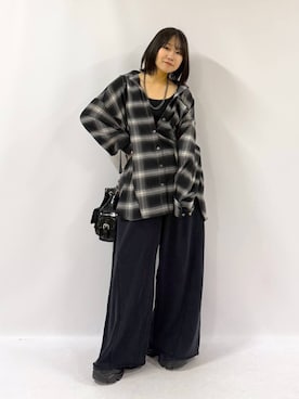 「PAGEBOY（ページボーイ）のサイドタックルーズウラケパンツ/イージーパンツ【4color・2size】（スウェットパンツ）」を使った、Sakiさん（レディース・156cm・20代）の秋コーディネート