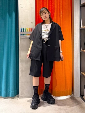 「アイテム（アクセサリー）」を使った、Sakiさん（レディース・156cm）の夏コーディネート