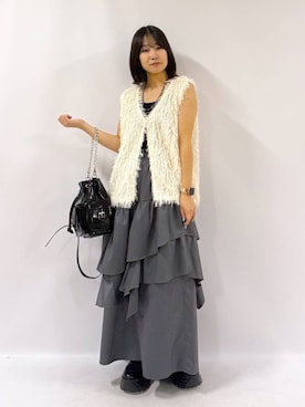 「PAGEBOY（ページボーイ）の【ステンレス素材】ロングボールチェーンネックレス（ネックレス）」を使った、Sakiさん（レディース・156cm）の秋コーディネート