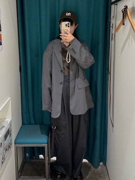 「PAGEBOY（ページボーイ）の【セットアップ対応】チェックMIXジャケット 《2サイズ展開》（テーラードジャケット）」を使った、Sakiさん（レディース・156cm）の秋コーディネート