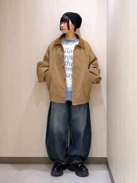 「アイテム（ニットキャップ/ビーニー）」を使った、Sakiさん（レディース・156cm・20代）の秋コーディネート