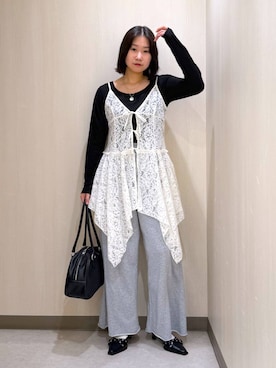「PAGEBOY（ページボーイ）のサイドタックルーズウラケパンツ/イージーパンツ【4color・2size】（スウェットパンツ）」を使った、Sakiさん（レディース・156cm・20代）の秋コーディネート
