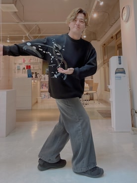 「Lui's（ルイス）のアイテム（スウェット）」を使った、志賀さん（メンズ・169cm）の春コーディネート