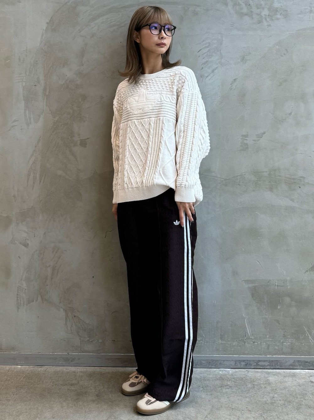 【希少】adidas トレフォイル ケーブルニット セーター XL アディダス 希少】adidas トレフォイル ケーブルニット セーター XL アディダス AG