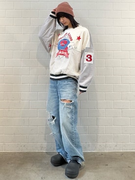 「アイテム（サンダル）」を使った、AGさん（レディース・174cm）の秋コーディネート