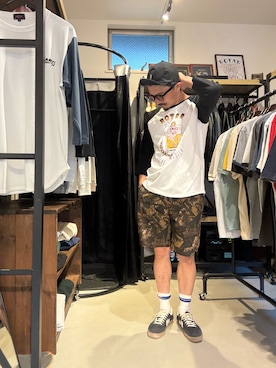「VIVIFY（ビビファイ）のHoop Pierce(M)/ピアス/フープ(M)（ピアス（片耳用）、シルバー系）」を使った、Yusukeさん（メンズ・170cm）の夏コーディネート