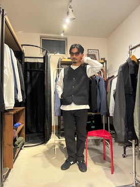 「アイテム（ピアス（片耳用））」を使った、Yusukeさん（メンズ・170cm）の冬コーディネート