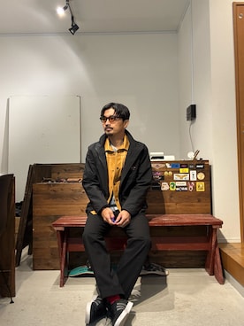 「アイテム（ピアス（片耳用））」を使った、Yusukeさん（メンズ・170cm）の秋コーディネート