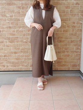 「シア―ブラウス」｜「アイテム（ワンピース/ドレス）」を使った、あねもねさん（レディース・153cm）の夏コーディネート