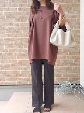 「しまむら（シマムラ）のアイテム（チュニック）」を使った、あねもねさん（レディース・153cm）の夏コーディネート