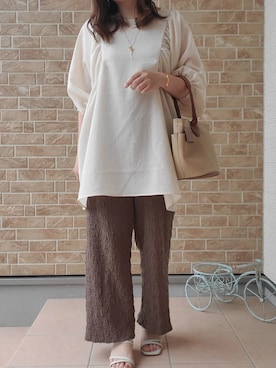 「しまむら（シマムラ）のアイテム（チュニック）」を使った、あねもねさん（レディース・153cm）の夏コーディネート