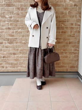 「キャミワンピ」｜「アイテム（トレンチコート）」を使った、あねもねさん（レディース・153cm）の春コーディネート