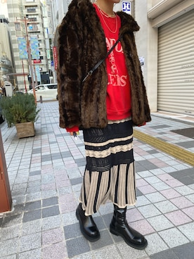 「MOUSSY（マウジー）のアイテム（ノーカラージャケット）」を使った、___s.___さん（レディース・160cm）の冬コーディネート
