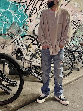 「DAIRIKU（ダイリク）のアイテム（スウェット）」を使った、q83msさん（メンズ・173cm）の冬コーディネート