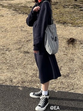 「CANAL JEAN（キャナルジーン）のアイテム（连衣裙、ブルー系）」を使った、noaさん（レディース・157cm）の春コーディネート