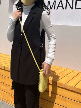 「UNIQLO（ユニクロ）のワイドフィットテーパードパンツ セットアップ可能（その他パンツ、ブラック系）」を使った、HAZUさん（レディース・150cm）の春コーディネート