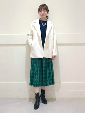 「インディヴィ」｜「アイテム（ステンカラーコート）」を使った、SHOさん（レディース・173cm）の秋コーディネート
