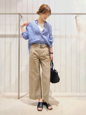 「INDIVI（インディヴィ）のランダムパール調ネックレス（ネックレス、ゴールド系）」を使った、SHOさん（レディース・173cm）の夏コーディネート